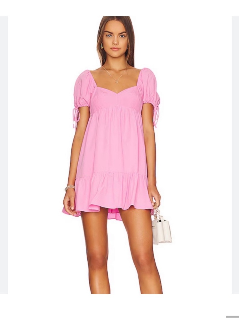 Amanda Uprichard Pink Puff-Sleeve Mini Dress
